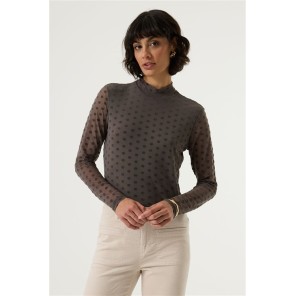 Garcia T-shirt V260213 dots organza RH Graphit Garcia T-shirt V260213 dots organza RH Graphit